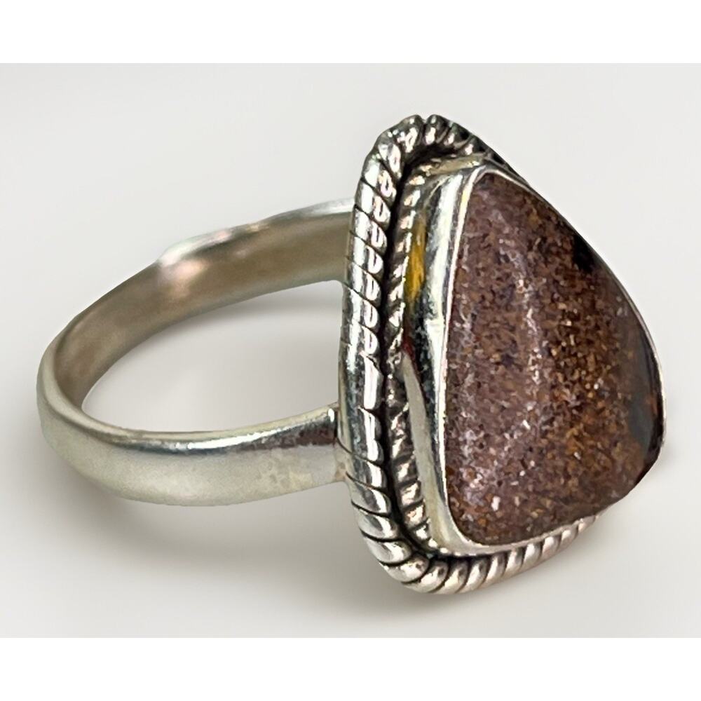 Natural Australian Boulder Opal Sterling Silver Ring Sz 6 Southwestern Handmade - Picture 3 of 16